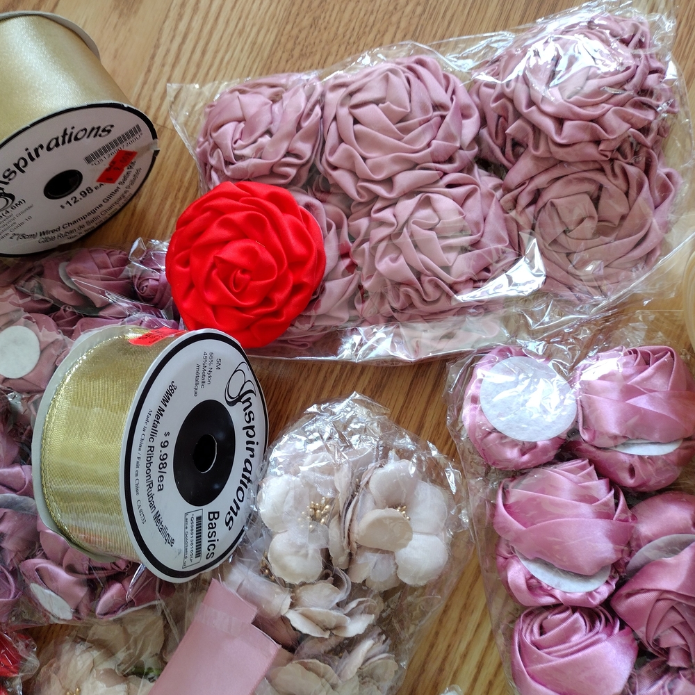 Assorted Craft Satin Ribbon and Flower Decor Set - Picture 5 of 7